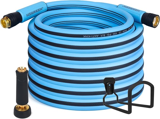 Garden Hose 5/8" x100FT,Heavy Duty 450B.P Water Hose Lawn & Garden Watering Equipment 3/4" Solid Brass Fittings