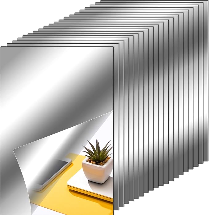 Zonon Flexible Mirror Sheets Self Adhesive Non Glass Mirror Tiles Stickers for Home Wall Decor(20 Pieces,6 x 9 Inches)