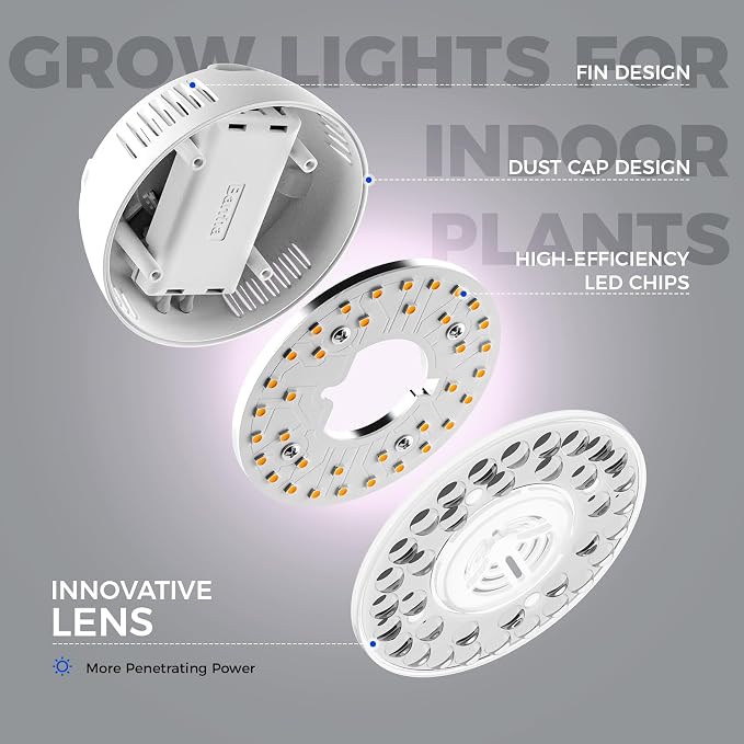 Barrina Orbgrow OG09 Puck Grow Light with Timer, Pinkish White 36W(4 x 9W, 540 Watt Equiv), Full Spectrum Plant Light for Indoor Plants, Magnetic & Linkable, 5 Levels Dimmable for Plant Shelf, 4 Packs