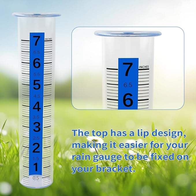 TBWHL Rain Gauge Outdoor, 7-inch Plastic Rain Gauge, Freeze Proof Outdoor Rain Gauges Replacement Tube for Garden Yard,Easy to Read, Rain Gauges Outdoors Best Rated, 2 Pcs Tubes with 1 Clean Brush