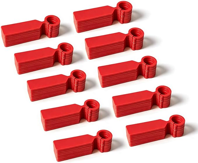 Plant Tags GVKES 200PCS, Thick Waterproof Plant Labels, Weather Resistant Tree Tags Garden Markers for Indoor Outdoor Gardening, Potted Plants, Vegetables, Greenhouse(Red)