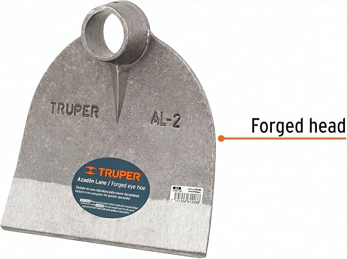 Truper Lane No. 2 Field Hoe Head, 2 lb Forged Steel, Heavy-Duty Replacement Hoe Head for Agriculture and Landscaping (Model AL-2/10606)