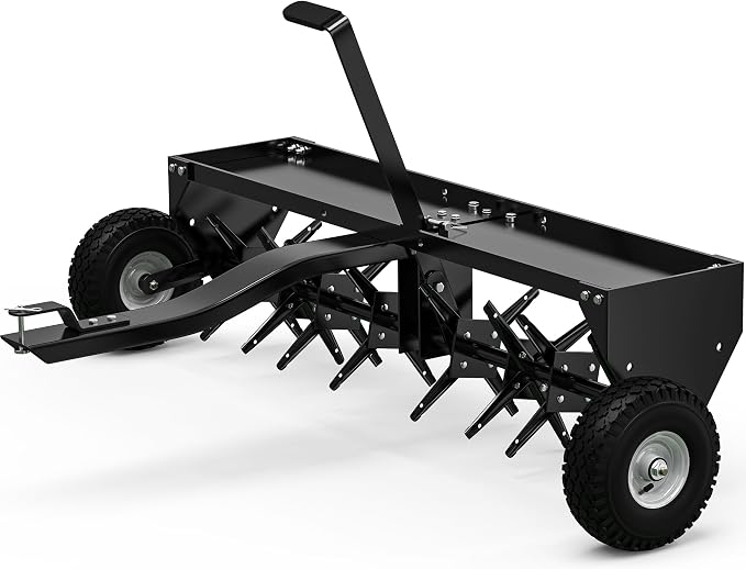 YINTATECH 48" Tow Behind Lawn Aerator with Universal Hitch, Pull Behind Lawn Plug Aerator for ATV&Tractors,Black