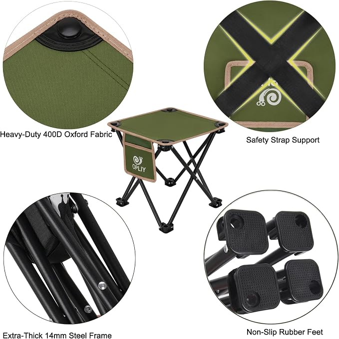 Opliy Camping Stool 2 Pack,Portable Folding Stool for Outdoor Gardening and Beach Hiking Fishing,Foot Stool with Carry Bag (Green)