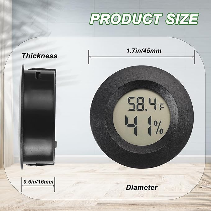 Mini Hygrometer Digital Thermometer Humidity Meter 15 Pack Hygrometer Thermometers Indoor/Outdoor Humidity Monitor Reptile Thermometer for Humidors Greenhouse Garden Cellar Fahrenheit(℉)/ Celsius(℃)