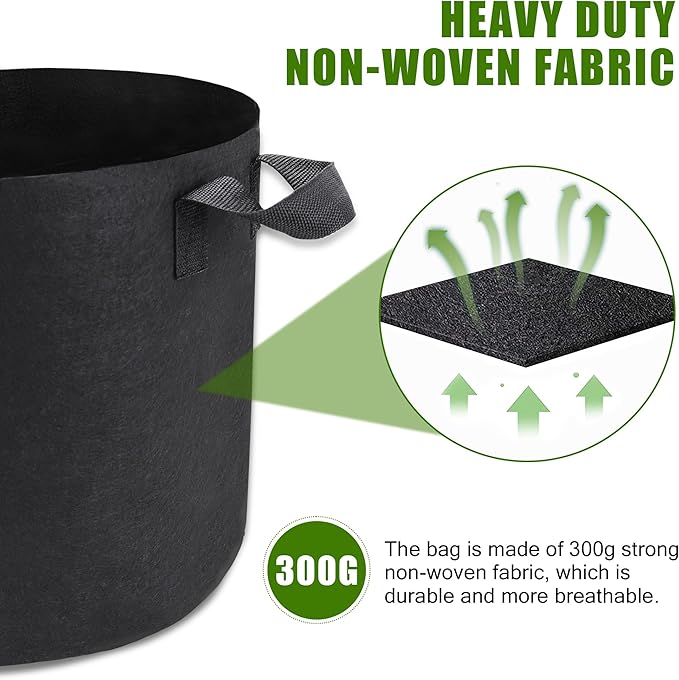 12-Pack 10 Gallon Plant Grow Bags, Heavy Duty Aeration Fabric Pots with Handles for Garden and Planting