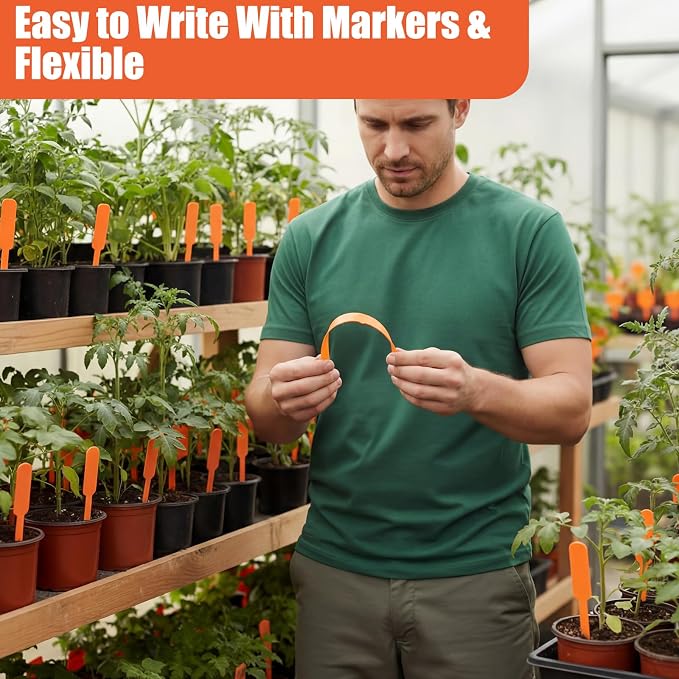 Novabright 500 Pcs Plastic Plant Labels 5 Inch Plant Name Tags for Seedlings Garden Waterproof Plants Markers Nursery Plastic Planting Tags Seed Label for Outdoor Garden Label Pot Stakes(Orange)