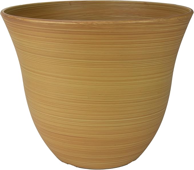 Classic Home and Garden by Growscape Honeysuckle Resin Planters - Lightweight Indoor & Outdoor Plant Pots - UV-Resistant Plastic Flower Pots - Pot Planters for Flowers & Herbs (15" Bamboo)
