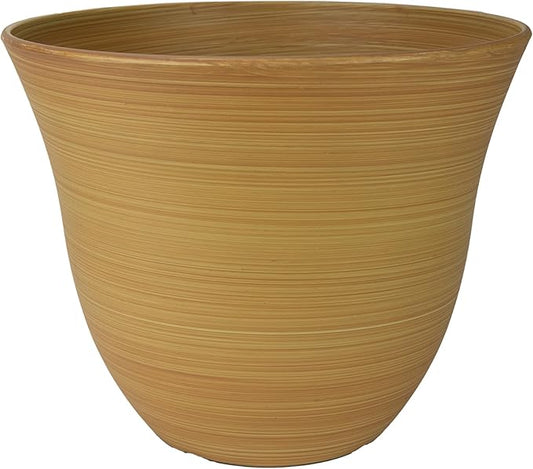 Classic Home and Garden by Growscape Honeysuckle Resin Planters - Lightweight Indoor & Outdoor Plant Pots - UV-Resistant Plastic Flower Pots - Pot Planters for Flowers & Herbs (13” Bamboo)