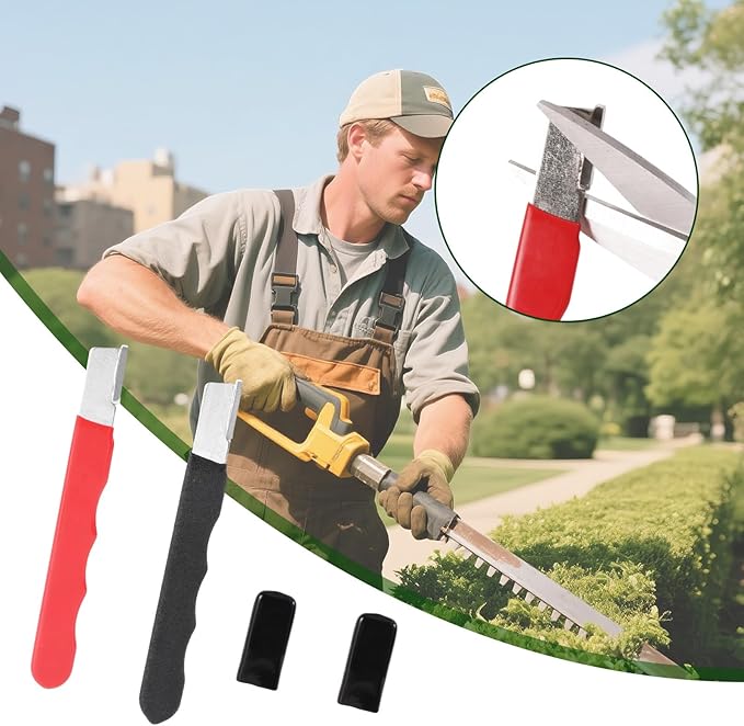 4pcs Garden Tool Sharpener, Portable Axe Blade Sharpener Mini Sharpening Tool for Hedge Shears Pruners Scissors Hatchets Sickle Broadhead Knife Machete (Black, Red)