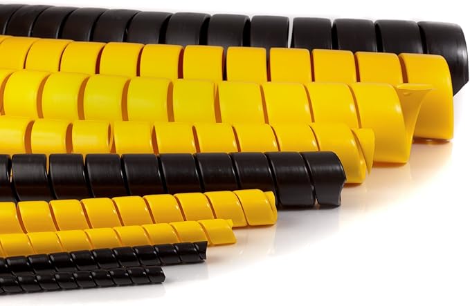 Caplugs SPPC Series – Safeplast Safe-Spiral Pre-Cut Spiral Wrap, Hose & Cable Protector, Yellow HD-PE, 2.0" OD x 10' Pre-Cut Lengths, Hydraulic & Pneumatic Hoses (50PC10bk)