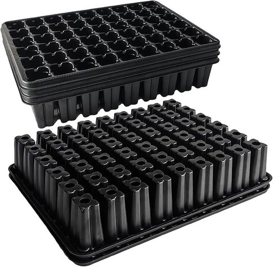 RooTrimmer 54 Cell Seed Starter Trays, 2.8" Deep Plug Tray Seedling for TD377 Nursery Tray, Super Thick Reusable Trays for Easy Transplantation (11.14inch ×14.6 inch, 5-Pack)