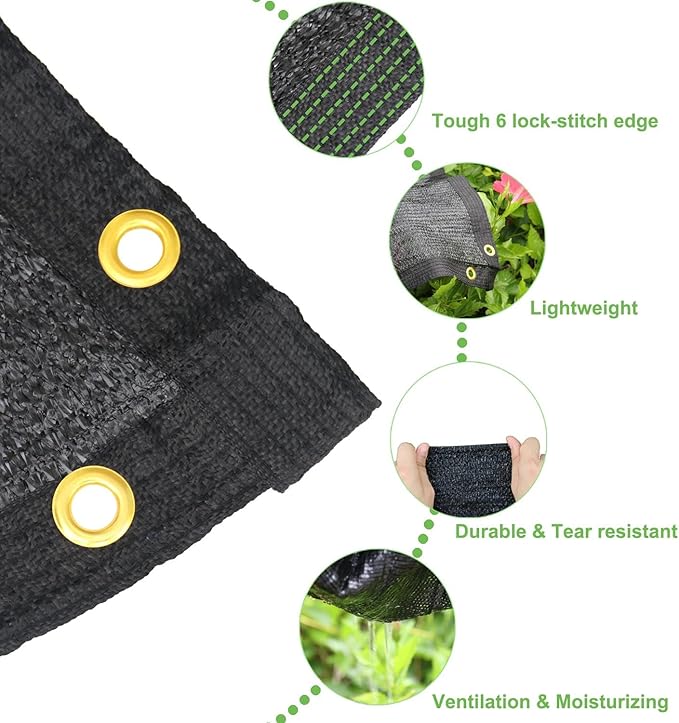 Mklsit Garden Shade Cloth, 70% 20 x 20 FT Resistant Sun Shade Net for Plants Outdoor Mesh Tarp with Reinforced Grommets Shade Cloth for Greenhouse, Tomatoes, Pergola, Patio Sunshade