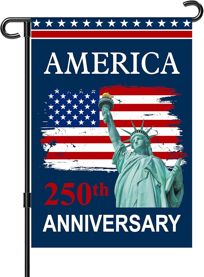 250th Anniversary USA Flag - 4th of July Decorations 28x40 Inch Double Sided Patriotic Garden Flag, 1776-2026 American Flag Independence Day Yard Porch Lawn Outdoor Decor