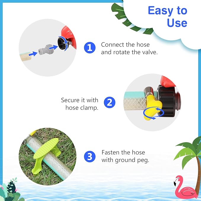 MoKo Water Sprinkler for Kids,Cute Spray Flamingo Toys with 6 Wiggle Tubes 6 Sponge Balls 1 Hose Clamp Outdoor Summer Sprinklers for Garden Backyard Lawn Splashing Fun Toys for Pet, Red Flamingo