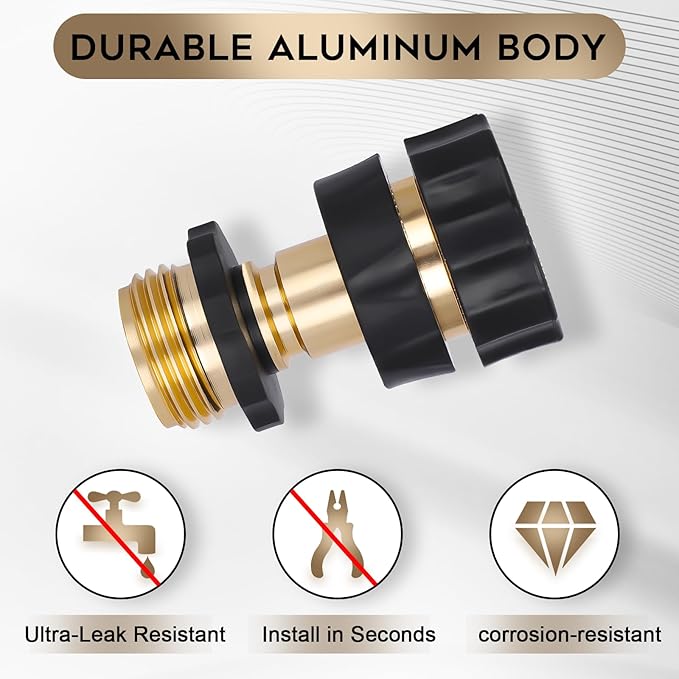 Dalmbox Garden Hose Quick Connector, 3/4" Male and Female Quick Release Garden Hose Connect Fittings With 2 Rubber Washers,2 sets
