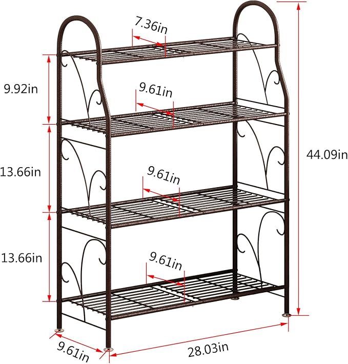SORCEDAS Plant Stand Indoor Outdoor Plant Shelf 4 Tier Metal Corner Flower Stand Multiple Holder for Patio Garden Balcony Living Room ,Bronze