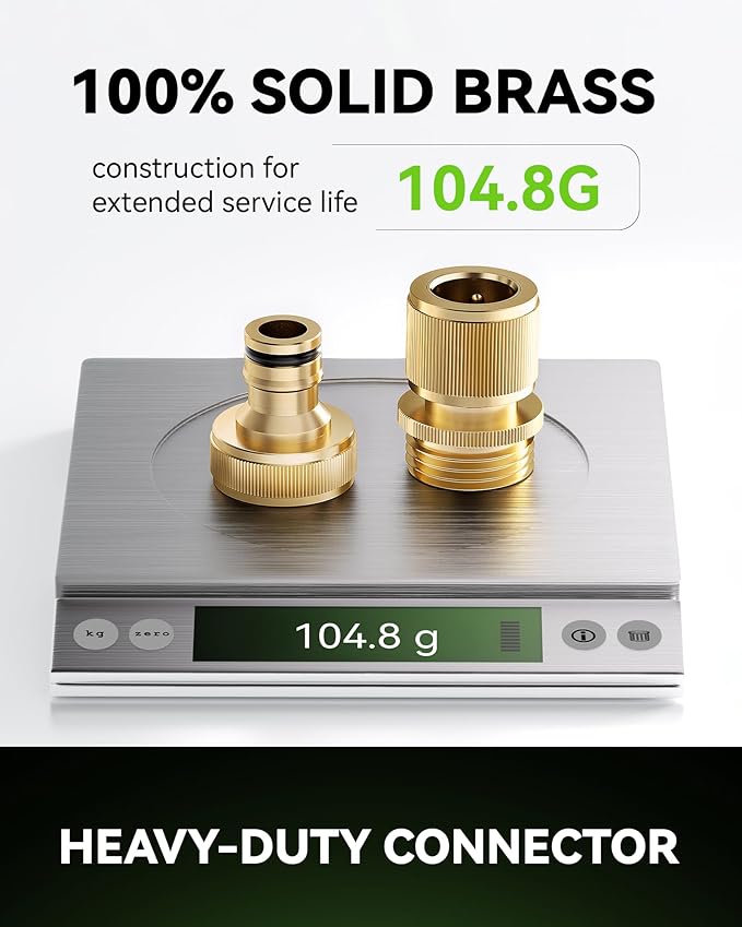 RainPoint Garden Hose Quick Connectors, Heavy Duty Solid Brass 3/4 Inch GHT, Universal Leak-Proof Fittings for Easy Water Hose Connection (2 Sets)