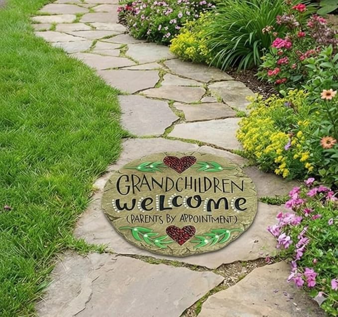 Carson Home Accents Beadworks Grandchildren Welcome Garden Stone ,Resin(10154)