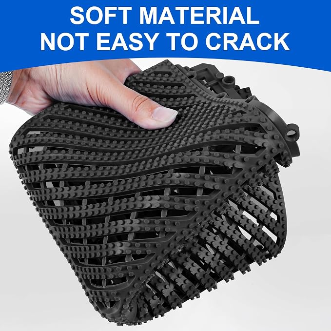MYFAMIREA Modular Interlocking Cushion 12 Pack 11.8" x 11.8" Rubber Floor Tiles Non-Slip Splicing Drainage Mats for Deck, Pool, Shower, Patio, Balcony, Bathroom, Kitchen, Yard (2 Rows Dots, Black)