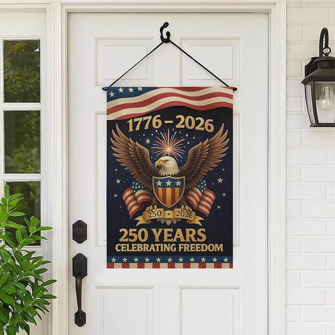 250 Anniversary Usa Garden Flags for Outside, 250 Anniversary USA Flag 1776-2026 Commemorative Patriotic Yard Sign Outdoor Banner Yard Sign 4th of July Decorations Double Sided Waterproof 250 Year American Flag 28x40 Inch