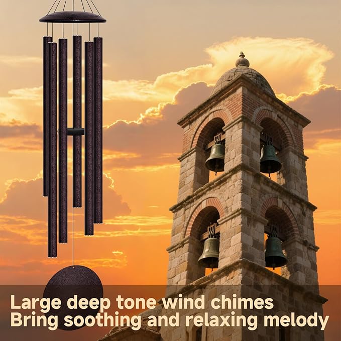 78" Extra Large Wind Chimes for Outside Deep Tone, 6 Thick and Bold Aluminum Tubes Tuned Relaxing Melody Wind Chime, Big Wind Chimes for Garden Patio Decor, Great Gift Idea for Mother's Day (Bronze)