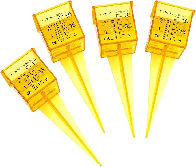 4 Pcs 1.5" Bright Yellow Rain Gauge Wide Mouth Sprinkler Gauge for Outdoor Lawn Garden