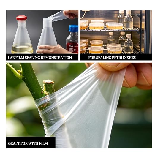 Sealing Film,Transparent Laboratory Grafting Tape for Petri Dish, Plastic Lab Sealing Film (1.97′′W×49.2′×2Roll)