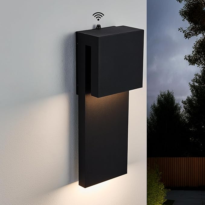 Tarentlight Dusk to Dawn Outdoor Lighting Fixture Wall Mount,Modern Integrated LED 2-Light 17W, Exterior Sensor Front Porch Light,Textured Black,Anti Rust Outside Wall Lights for House,Doorway,Garage