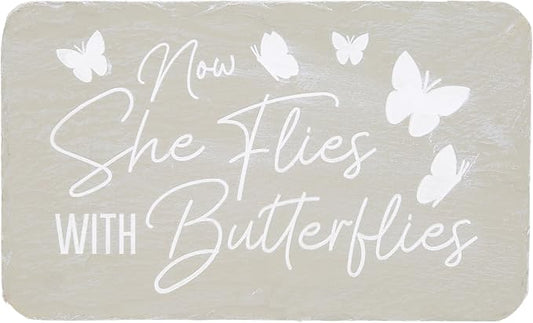 Pavilion Gift Company – Butterflies – 7” Indoor Outdoor Weatherproof Decorative Garden Stepping Stone Plaque Bereavement In Memory Memorial Loss Of Loved One