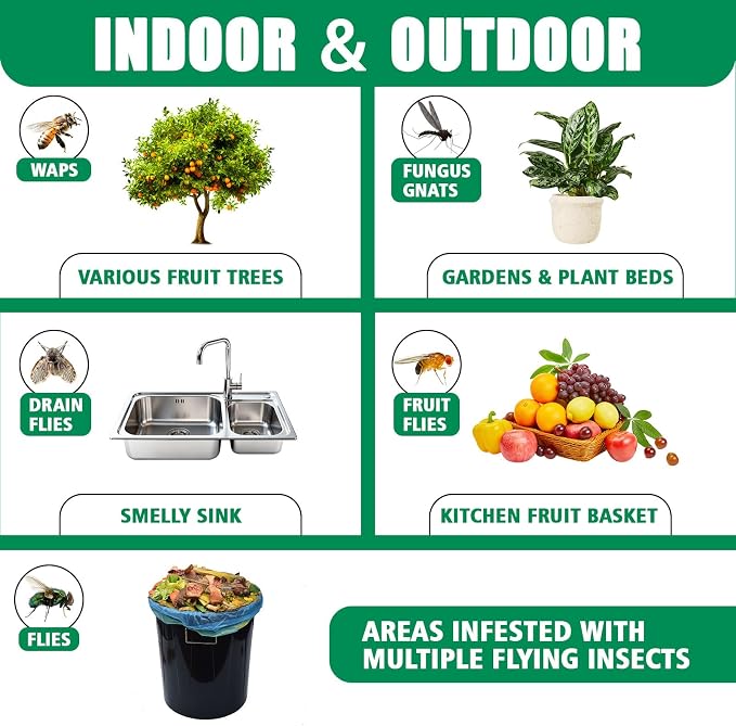 Sticky Insect Trap Ball, osseph Fruit Fly Trap Balls for Indoor Outdoor 6pc, Physical Extra Sticky Hanging Bug Ball Catches Flie Gnat Wasps Mosquitoe Flying Insects (Green)