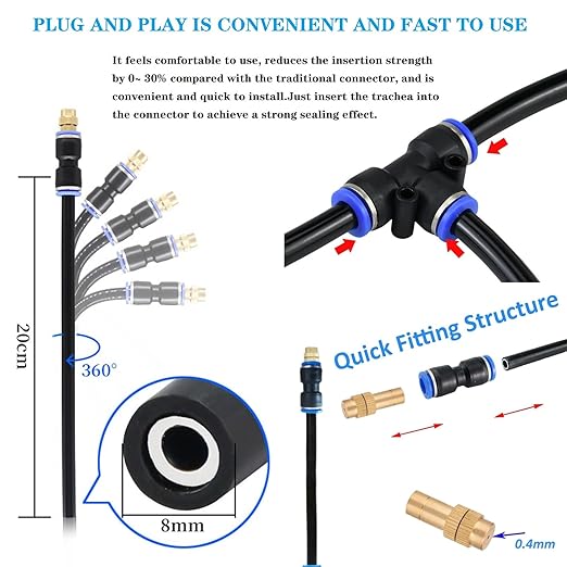 Update Drip Irrigation Kit, 66FT Automatic Watering System with 16 Replaceable 360° Bendable Sprayers, Atomizing Copper Nozzles for Garden, Plant, Lawn, Patio and Yard.(16)