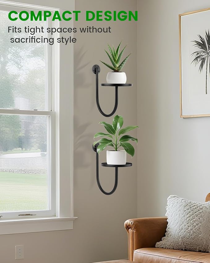 Wall Planters for Indoor Plants, Mounted Holder Shelf, Metal Plant Wall Hanger, Decorative Plant Shelf for Indoor Wall Decor (3 Pack)