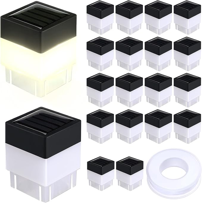 Tujoe Solar Post Cap Lights Fence Post Solar Lights 2in x 2in (5cm x 5cm)(Warm Yellow,35 Pack)