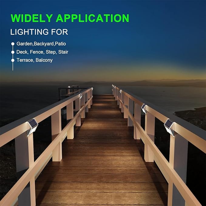JSOT 16-Pack Solar Deck Lights Outdoor Waterproof, Stainless Steel Cold White LED Fence Lights, Solar Powered Step Lights for Outdoor Stairs, Patio, Railing, Yard, Garden