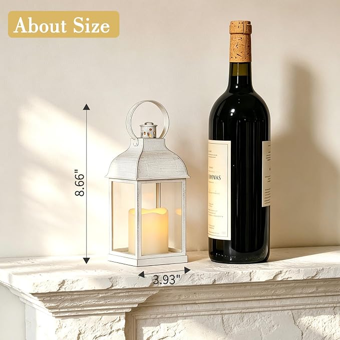 Wedding Decor White Lanterns: 6 Pcs LED Flameless Decorative Indoor Outdoor Farmhouse Candle Holder Bulk for Tables Centerpieces