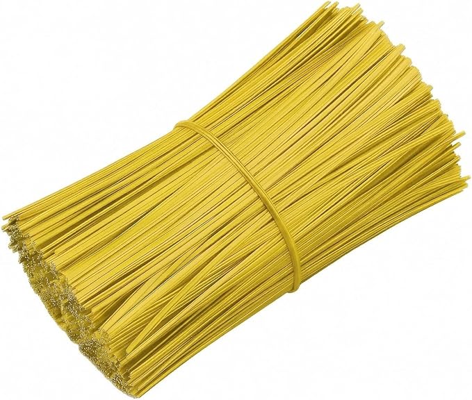 200 PCS Twist Ties for Plants, 7.8 Inch Garden Twist Ties Reusable Yellow Cable Tie with Rugged Metal Innercores for Bread Cake Pop Candy Bags Cable Organization Christmas Tree Gardening Decor