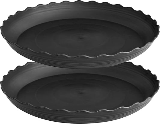 2 Pack of 12 inch Plant Saucer Plant Tray, Plastic Plant Saucer, Heavy Duty Plant Tray for Pots, Plant Saucers for Indoors Planter, Garden Water Plate Bowls for Gallon Grow Bags (Black)