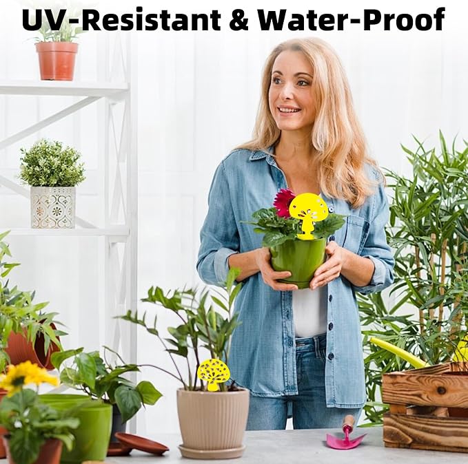 36PCS Fruit Fly Sticky Traps Fungus Gnat Traps Insect Trap for Plants Kitchen Indoor Outdoor White Flies Mosquitos Fungus Gnats Flying Insects Houseplant Gifts (Mushroom Shape)