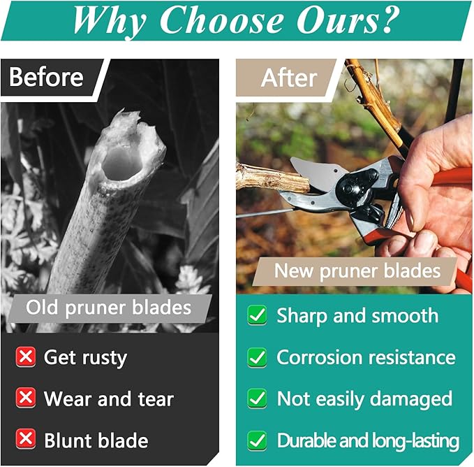 2 Pcs Hand Pruner Replacement Kit (6/3-1) for Felco Pruners Models: F6 & F12 - Spare Blade, Spring & Adjustment Key for Garden Pruning Shears & Bypass Clippers