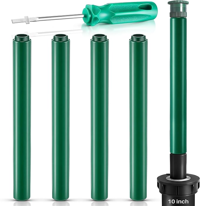 10" Popup Riser Extension Compatible with Rain Bird 1800 Series& Hunter Pro-Spray Sprinklers, Sprinkler Head Riser Extender with RotorTool, Garden Lawn Irrigation Spray Head(4 Set,Green)