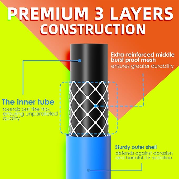 5/8 IN. × 90FT. Heavy Duty Rubber Garden Hose, High Flow 5/8" I.D. Brass Fitting No Memory Durable Heavy Duty Water Hose for Watering, Irrigation, Water Transfer Pump