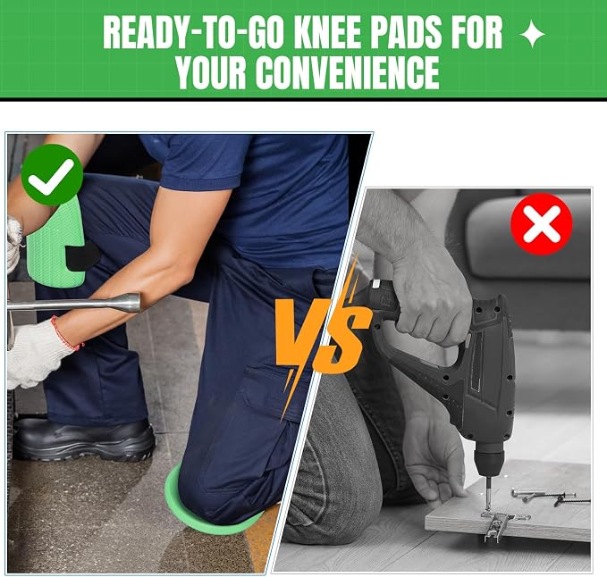 WinnerWhy Gardening Knee Pads for Women and Men Lightweight Waterproof Foam Knee Pads for Gardening and Housework with Adjustable Hook'n'Loop Straps(Green)