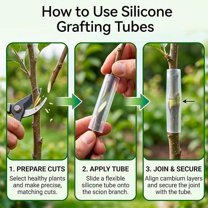 200Pcs Grafting Tape for Fruit Trees, Silicone Grafting Sleeves for Plant Grafting, Tree Grafting Supplies with 3-7.5mm Diameter , Professional Grafting Protection Tubes for Orchard and Garden Use