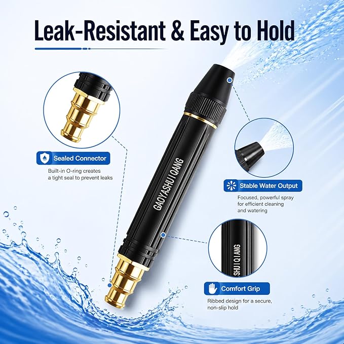 2026 New Jet Nozzle Power Washer for Garden Hose, Garden Hose Nozzle High Pressure Powerful Cleaning Spray Evenly, High Pressure Hose Nozzle (Pagoda Interface*2)
