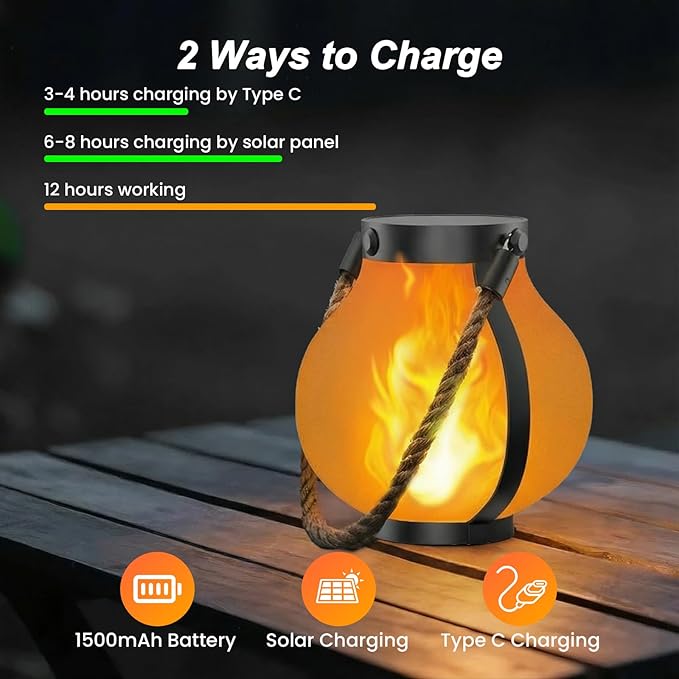 Hompavo Larger Gen2 Solar Lanterns Outdoor, Dual Charging (USB/Solar) & 2-Mode - Waterproof Decorative Hanging/Table Lights for Yard Patio Garden Halloween Christmas Decor, Birthday Gifts for Women, 2