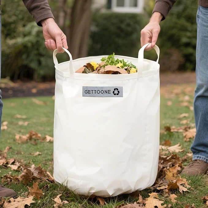 Heavy Duty Lawn and Leaf Bag 32 Gallon, Reusable Round Outdoor Yard Waste Bag with 4 Handles, Tear-Resistant for Lawn Clippings, Storage, Moving