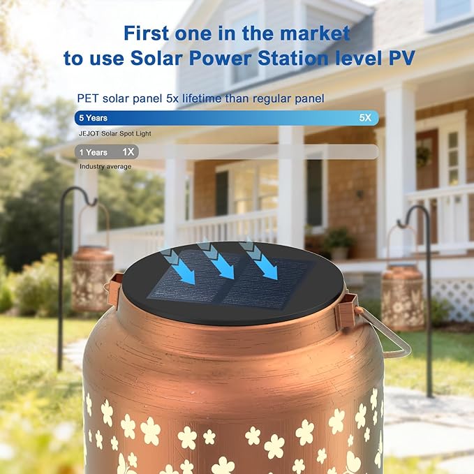 JEJOT Butterfly Solar Lanterns Outdoor Waterproof, Mothers Day Gifts, Birthday Gifts for Women Mom Grandma,Metal Hanging Solar Lantern for Yard,Garden,Porch Landscape Deconrations-1 Pack