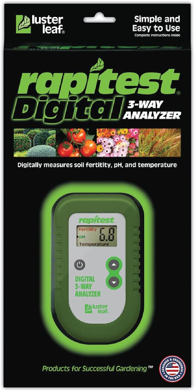 Luster Leaf Fertility and Temperature Rapitest 1835 Digital 3 Way Analyzer for Soil pH