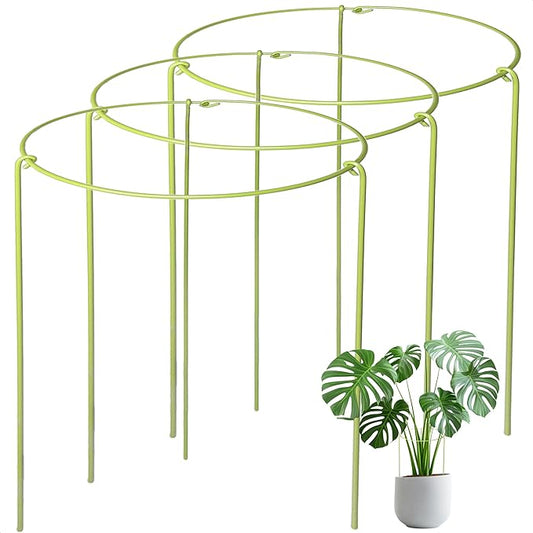 3-Pack Plant Support Stakes for Indoor Plants, Adjustable Monstera Cages & Snake Plant Support Rings, Potted Plant Supports Garden Stakes (10" W x 17" H)